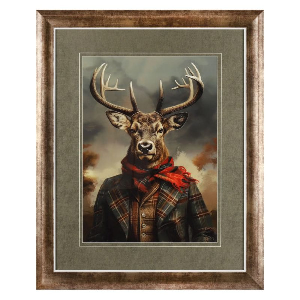 Noble Threads Framed Stag Art by Faye Reynolds- Lydon | 62 × 77cm